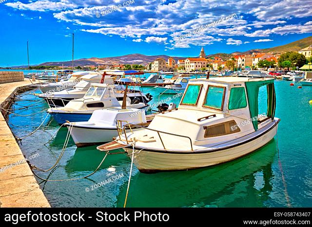 Turquoise waterfront of Kastel Stafilic near Split, Dalmatia, Croatia