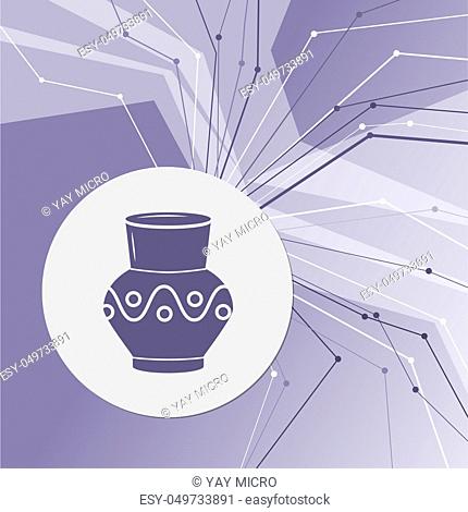 Vase, amphora icon on purple abstract modern background. The lines in all directions. With room for your advertising. illustration