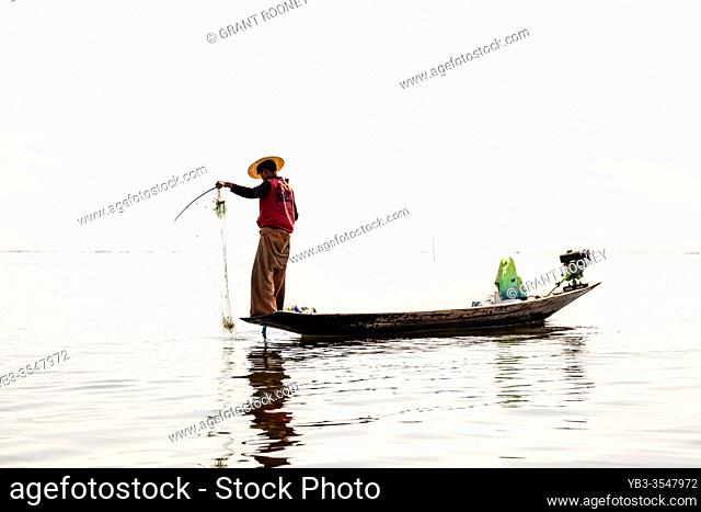 A Fisherman On Lake Inle, Shan State, Myanmar