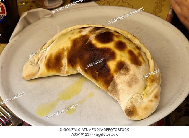 Typical gastronomy in Navona Notte, Calzone, Rome, Lazio, Italy