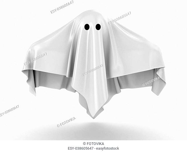 The ghost covered with a grey coverlet