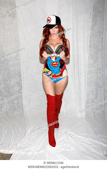 Phoebe Price poses for a photoshoot modeling various costumes of 'Heroes & Faeries’ - Bunny, Superhero and a Maiden. Featuring: Phoebe Price Where: Valley...