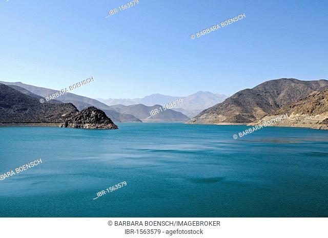 Puclaro reservoir, storage lake, lake, water, mountains, Vicuna, Valle d'Elqui, Elqui valley, La Serena, Norte Chico, northern Chile, Chile, South America