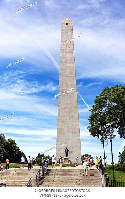 Bunker Hill Monument 67 m granite obelisk Charlestown Freedom Trail Boston MA USA Massachussets