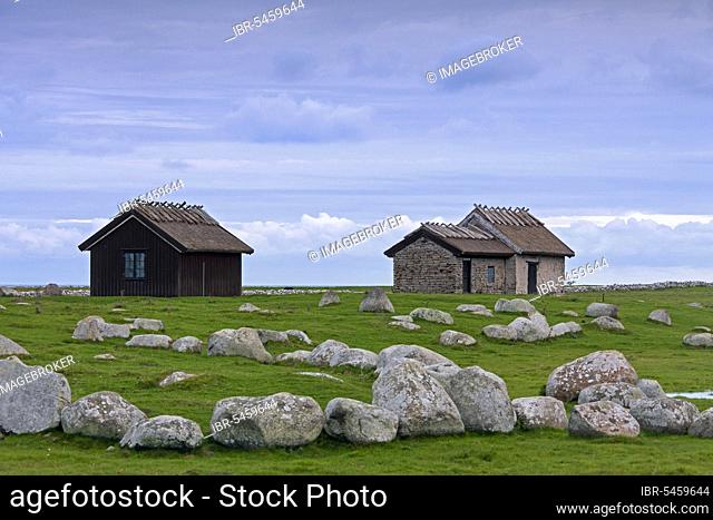Valfrid cock's fishing cabins in Ottenby, Öland, Íland, Sweden, Europe