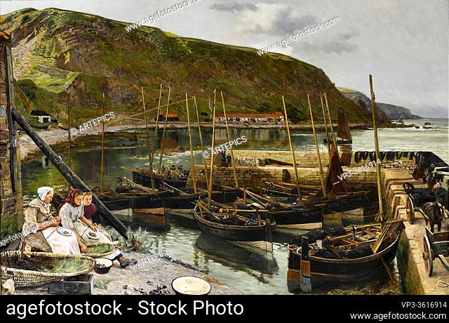 Hemy Charles Napier - the Fishing Fleet in the Harbour at Burnmouth Berwickshire - British School - 19th Century
