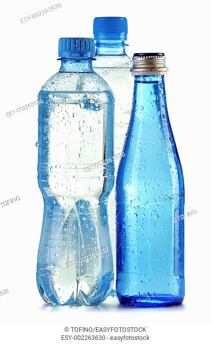 Polycarbonate plastic bottle of mineral water isolated on white background