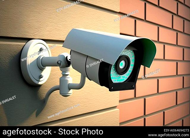 CCTV security camera on brick wall