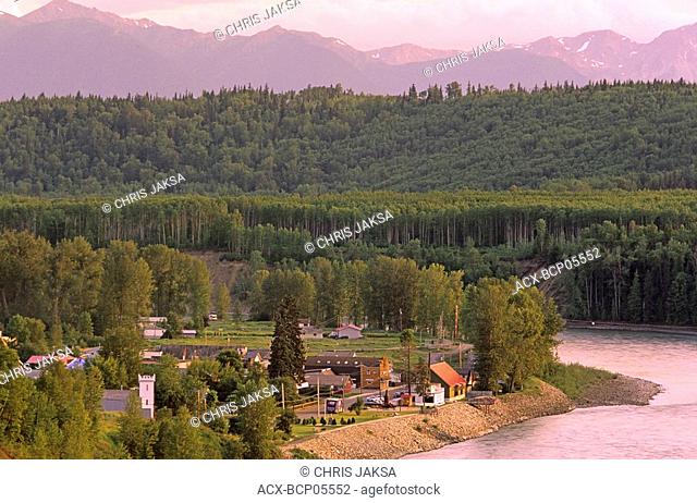The historic village of Hazelton pop 361 in northern BC is situated on the banks of the mighty Skeena River, British Columbia, Canada