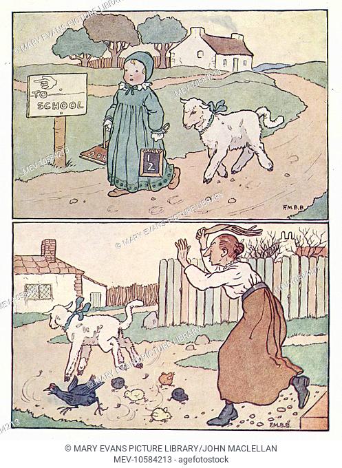 Nursery Rhymes -- Mary Had a Little Lamb. The lamb follows Mary to school, but the teacher chases the lamb away