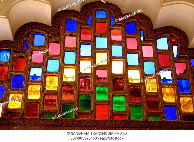 Stained Glasses window at fort Jodhpur ; Rajasthan ; India