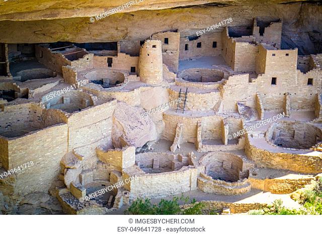A prehistoric site of Cliff Dwelling Ruins in Mesa Verde National Park
