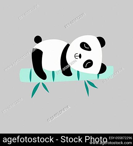 Cute baby panda cartoon character sleeping on bamboo branch - sticker or  fashion patch design, Stock Vector, Vector And Low Budget Royalty Free  Image. Pic. ESY-055872296 | agefotostock