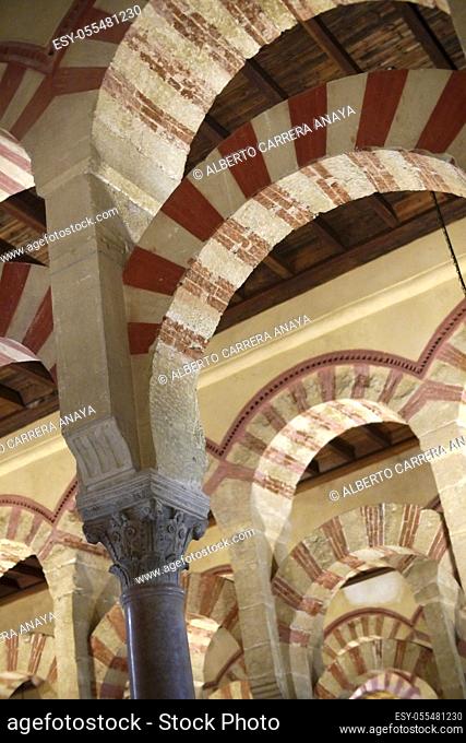 Arches and columns, Cathedral of our Lady of the Assumption Great Mosque of Córdoba, Cordoba, Andalusia, Spain, Europe