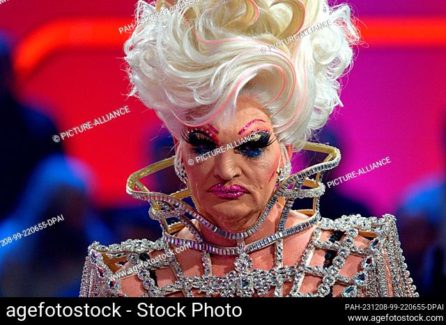 07 December 2023, North Rhine-Westphalia, Hürth: Drag queen Olivia Jones is in the RTL annual review ""2023! People, Images, Emotions"" in the studio