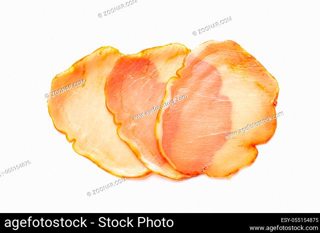 Dried spanish ham. Lomo embuchado isolated on white background