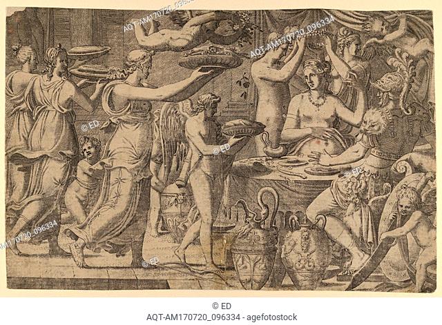 Drawings and Prints, Print, Mars and Venus Served by Cupid and the Graces, Artist, after, Léon Davent, Luca Penni, French, active 1540–56, Italian