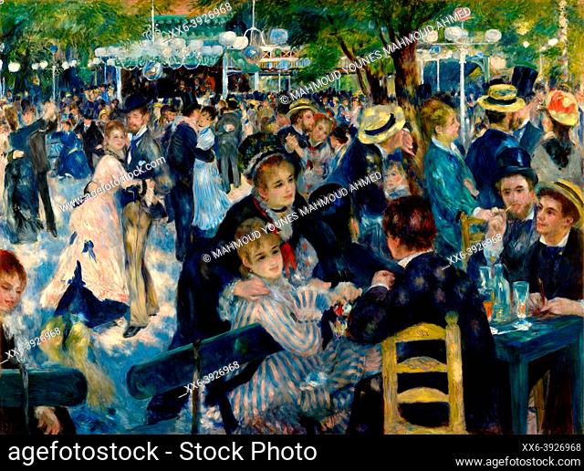 Le Moulin de la Galette 1876 is an oil painting on canvas which - by Artist Pierre-Auguste Renoir (1841–1919).