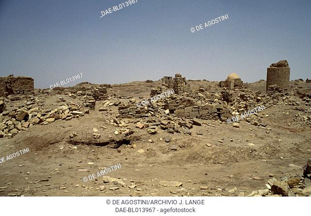Minaeans and Arabic ruins inside the fortified city of Baraqish or Barakish (also called Yathul), Yemen