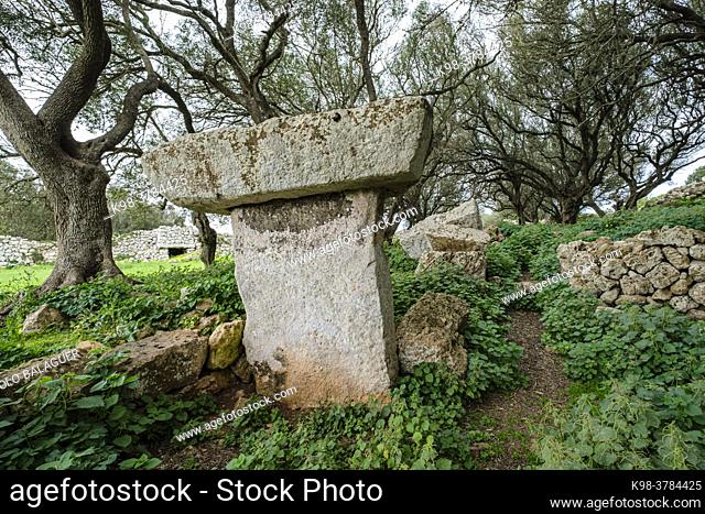 Torrellafuda, Taula shrine-enclosure, Talayotic town, Ciutadella, Menorca, Balearic Islands, Spain