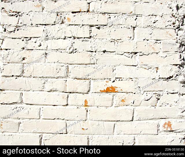 Background red brick wall painted white paint. Architectural backdrop
