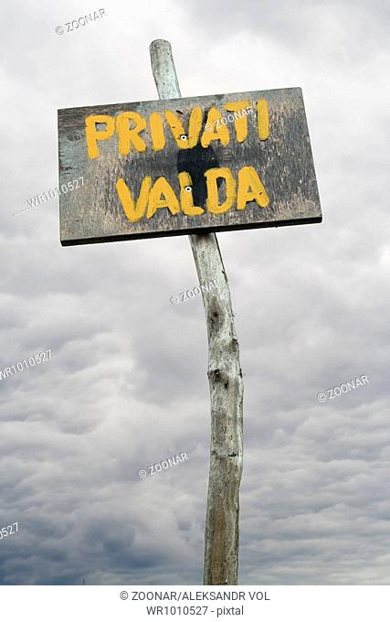 The sign tablet Private property