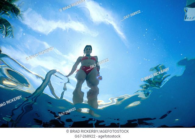 Woman swimming. Miami Beach. Florida. USA