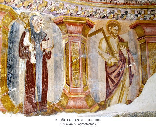 Frescoes, Santa Cristina de Ribas de Sil monastery. Orense province, Galicia, Spain