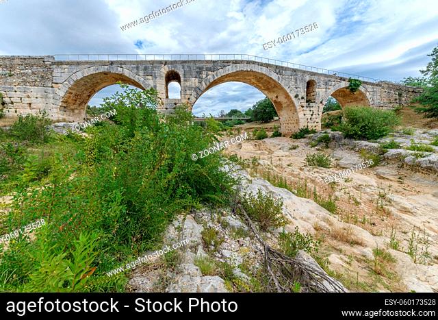 The Julien bridge, Roman bridge over the Calavon river. Roman bridge in the Luberon located on the Via Domitia