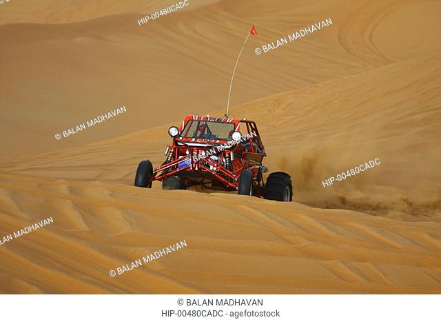 A DUNE BUGGY AT THE DESERT SAFARI IN DUBAI