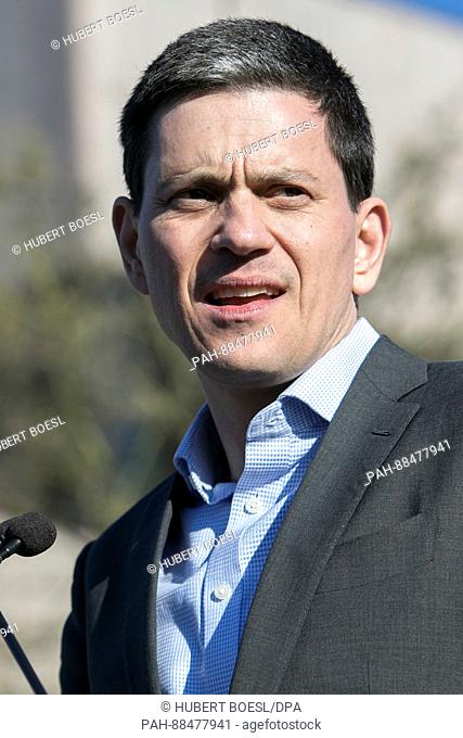 David Miliband attends United Talent Agency's United Voices Rally against Donald Trump's politics at UTA Plaza in Beverly Hills, Los Angeles USA