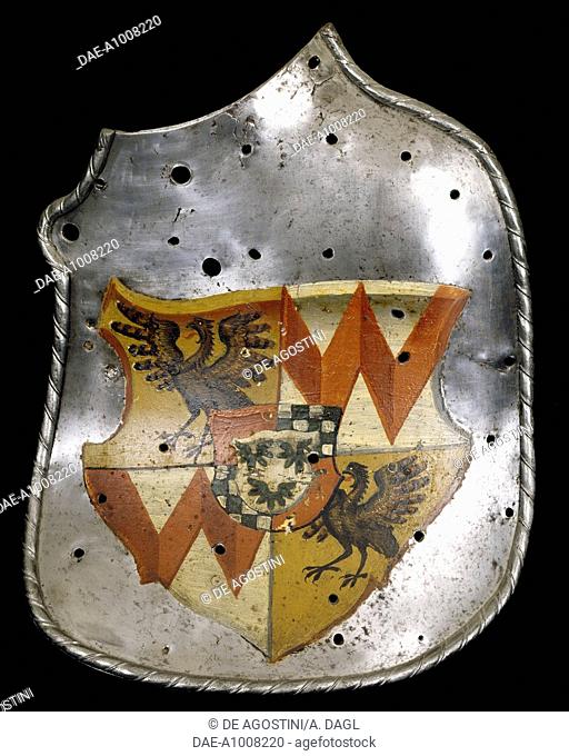 Detail from the jousting garniture decorated with the Trapp family coat of arms, which belonged to Jakob Trapp VI, 1540, made in Innsbruck by Jorg Seusenhofer