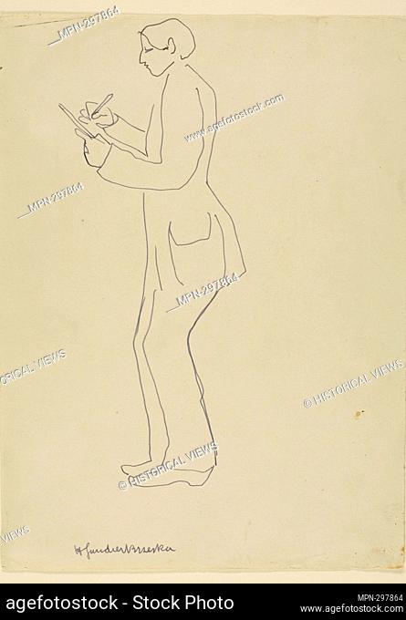 Author: Henri Gaudier-Brzeska. Self-Portrait - Henri Gaudier-Brzeska French, 1891-1915. Pen and blue ink on cream wove paper. 1911 - 1915. France