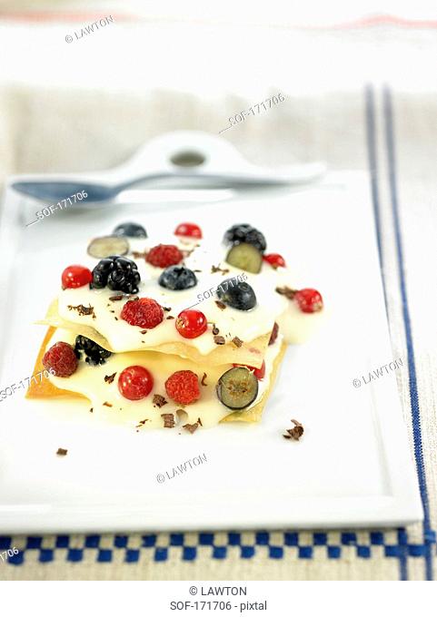 Ginger cream and summer fruit Mille-feuille