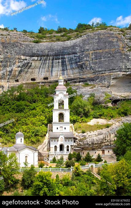 Bakhchisarai, Republic of Crimea, 20, 07, 2022: The Holy Dormition male cave monastery in Bakhchisarai, Republic of Crimea