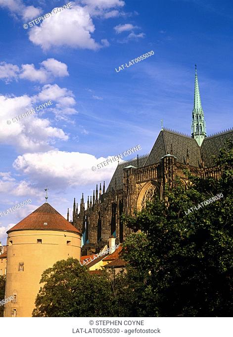 St. Vitus, St. Wenceslas and St. Adalbert Cathedral in Prague Castle on Hradcany contains the tombs of many Bohemian kings