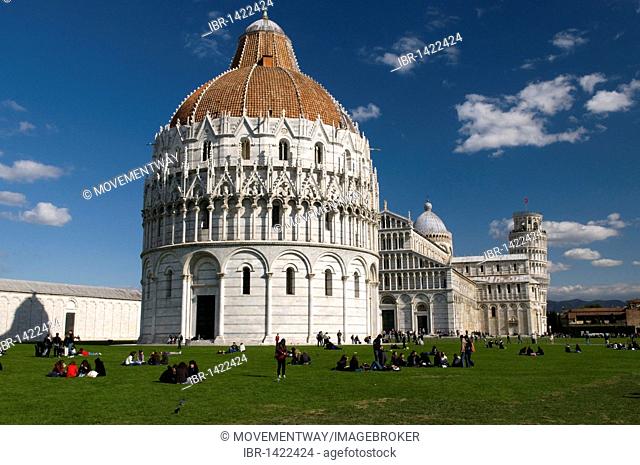 Baptistry of the cathedral of Santa Maria Assunta and Campanile, baptistery, Leaning Tower, UNESCO World Heritage, Pisa, Tuscany, Italy, Europe