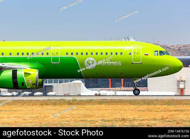 Alicante, Spain ? July 6, 2019: S7 Airlines Airbus A321 airplane at Alicante airport (ALC) in Spain