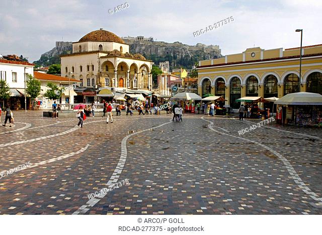 Monastiraki Square, below the Acropolis, Plaka, Athens, Greece