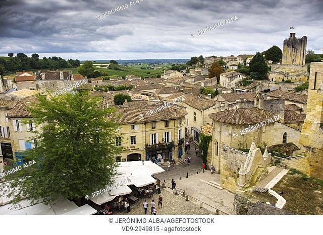Panoramic view, Saint-Emilion Bordeaux wine region. Aquitaine Region, Gironde Department. France Europe