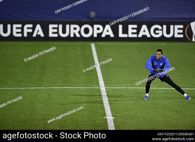 FC Slovan Liberec player Jhon Mosquera attends a training session prior to the UEFA Europa League, 4th round, group L match FC Slovan Liberec vs TSG 1899...