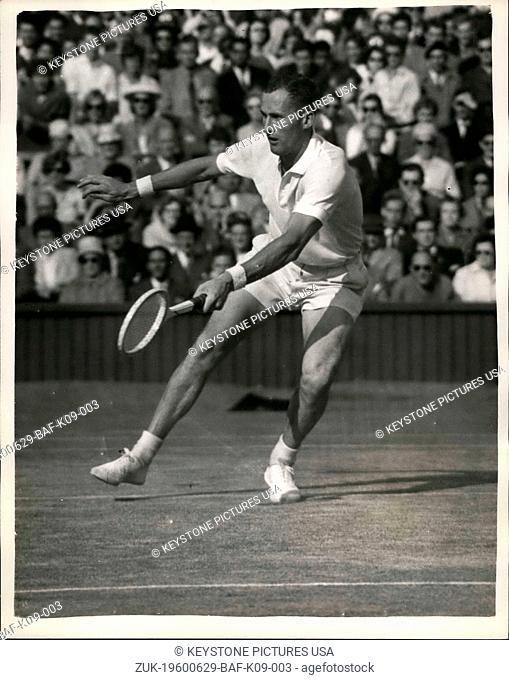 Jun. 29, 1960 - Wimbledon Championships Continue. Fraser Beats Krishnan. Photo shows Neil Fraser (Australia) in play when he beat R