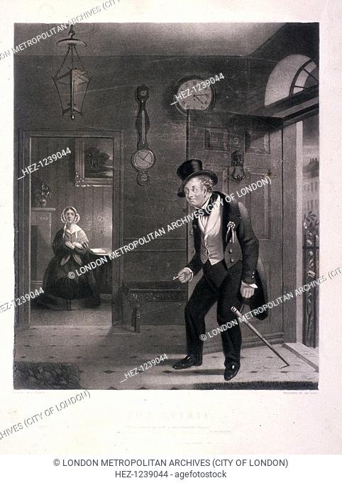 'The Spirit. 'Thou comest in such a questionable Shape', 1845. A man entering his house, the worse for drink after attending the anniversary dinner of the...