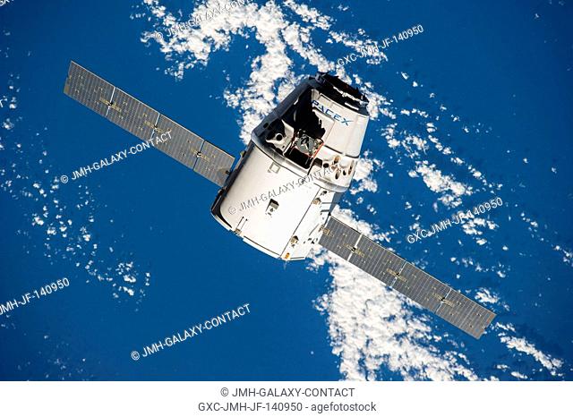 The SpaceX Dragon commercial cargo craft approaches the International Space Station on Sept. 23, 2014 for grapple and berthing