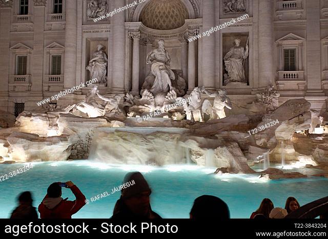 Rome (Italy). The Trevi Fountain in the city of Rome
