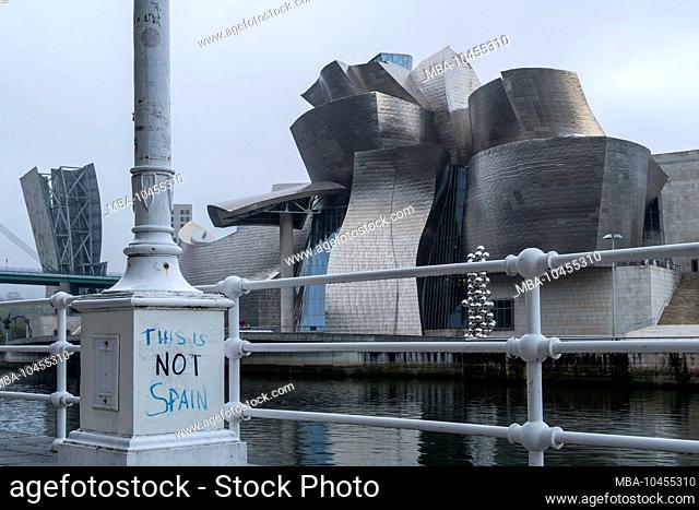 Spain, Bilbao, Guggenheim Museum, protest for independence of the Basque Country: This is not Spain