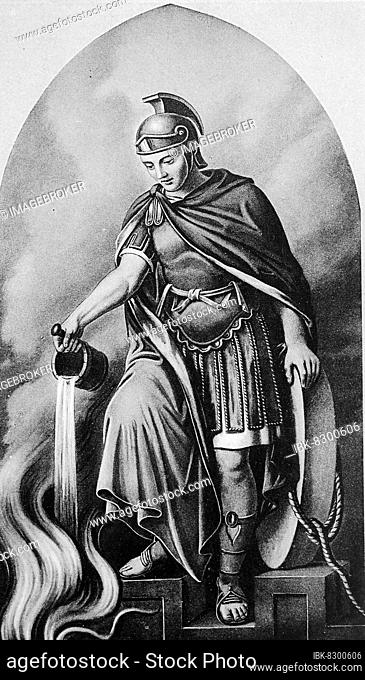 St. Florian of Lorch (3rd century) was an officer in the Roman army and commander-in-chief of a fire-fighting unit, patron saint of the fire brigade, Historic