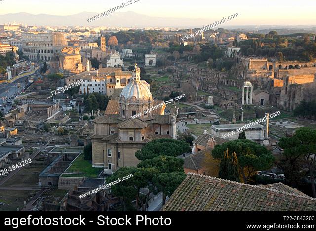 Rome (Italy). Church of San Lucas and Santa Martina between the Roman Forum and the Forum of Caesar in the city of Rome