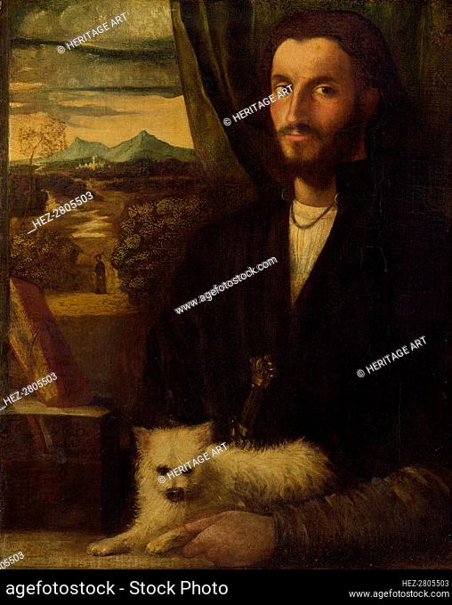 Portrait of a Man with a Dog, c. 1520. Creator: Giovanni Cariani