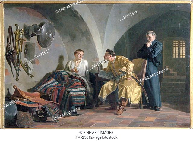 False Dmitry I in the Adam Wisniowiecki House. Nevrev, Nikolai Vasilyevich (1830-1904). Oil on canvas. History painting. 1876. Russia